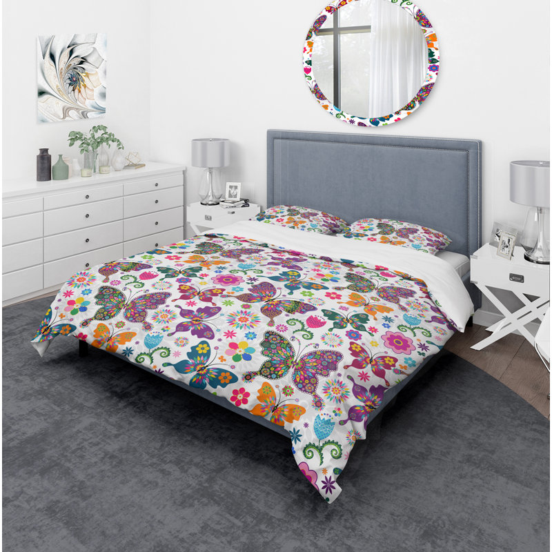 Ensemble de housse de couette blanc en microfibre Farmhouse, Housse simple + 1 taie décorative