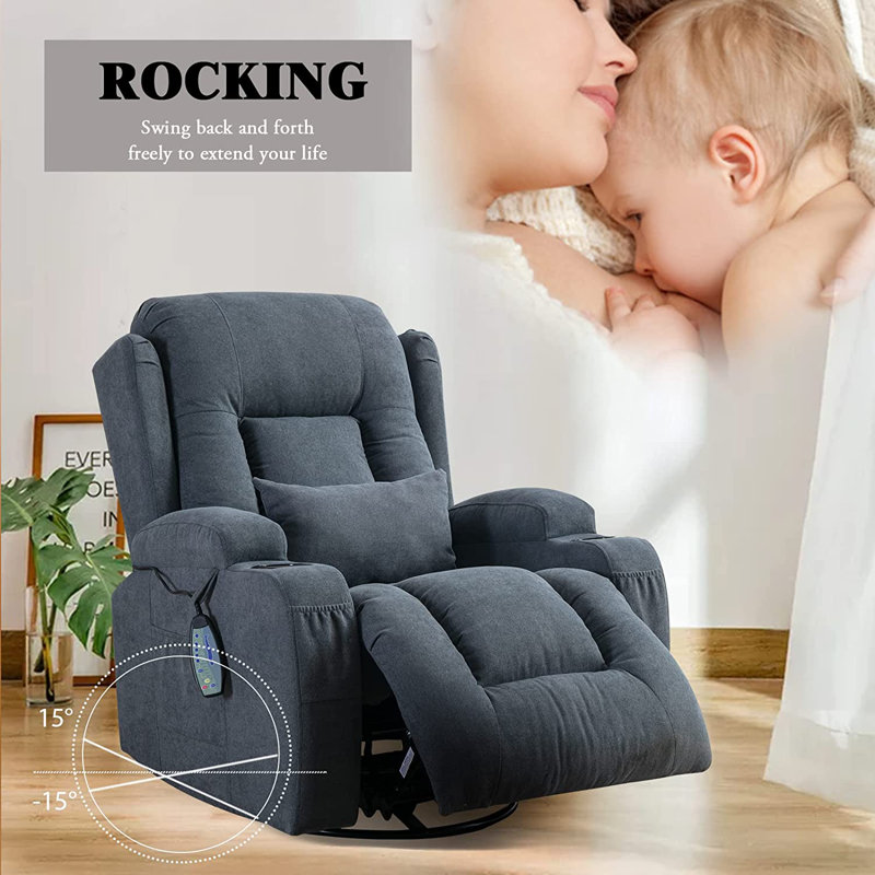 Fauteuil à bascule pivotant avec massage et chaleur Rockvale
