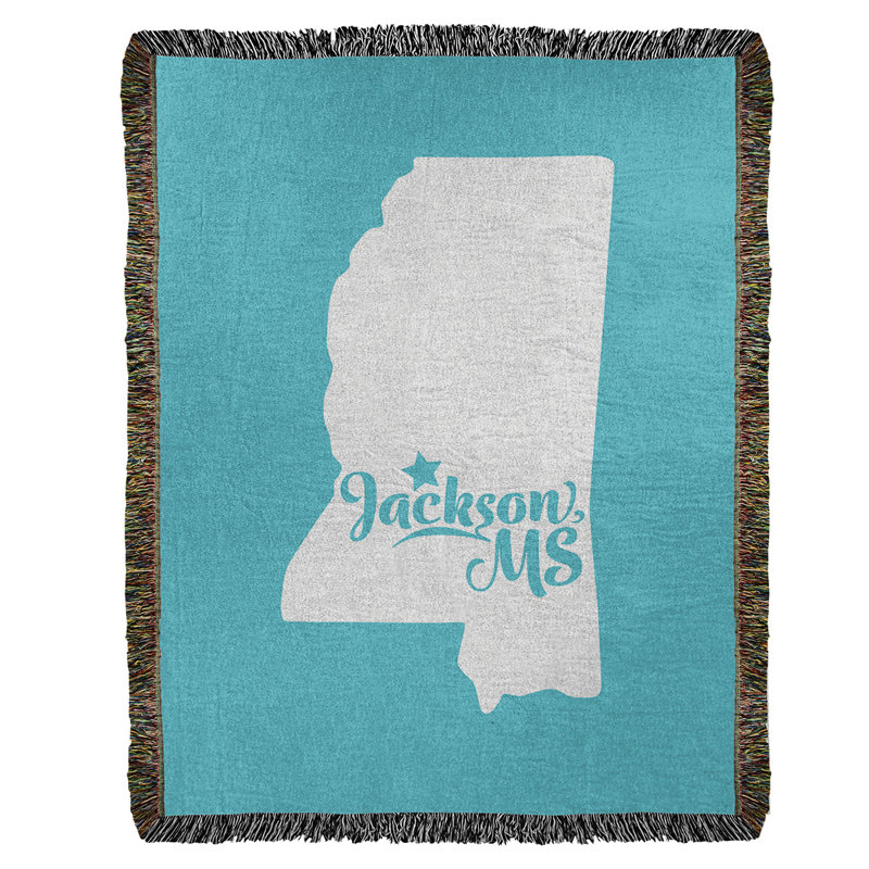 Hand Woven Throw Blanket, 60" W x 80" L, Teal