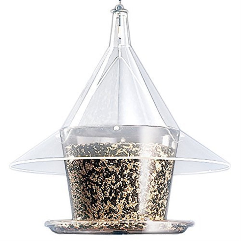 Karlyee Rodent Resistant Hanging Hopper Bird Feeder, 14" H x 17.5" W x 17.5" D, Clear