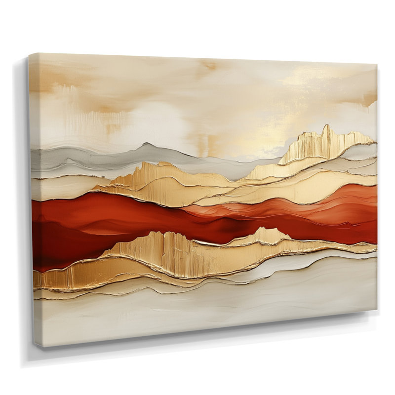 «Horizon in Golden Light I - Sunset Landscape», art mural sur toile, H 12 po x l 20 po, Toile tendue