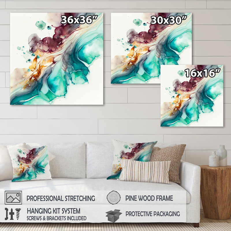 «Tropical Turquoise Joyfulness IV», reproduction sur toile, H 36 po x l 36 po x P 1,5 po, Toile tendue