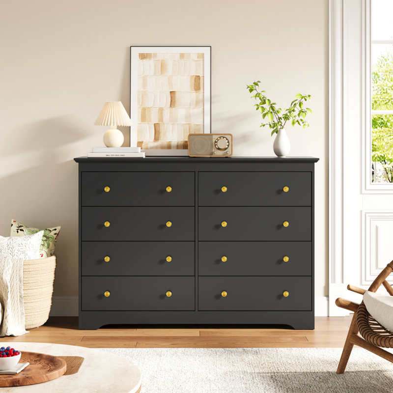 Commode moderne 8 tiroirs l 55 ", commode double pour chambre à coucher et salon