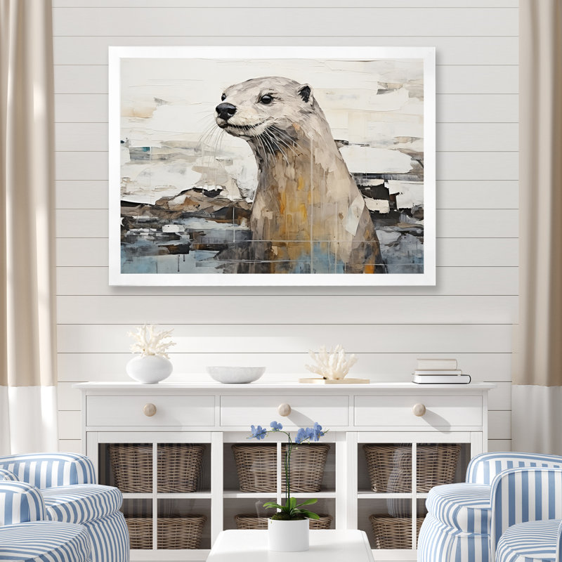 «Otter Playfulness Magic» sur toile, Cadre photo blanc, H 30 po x l 40 po x P 1,5 po