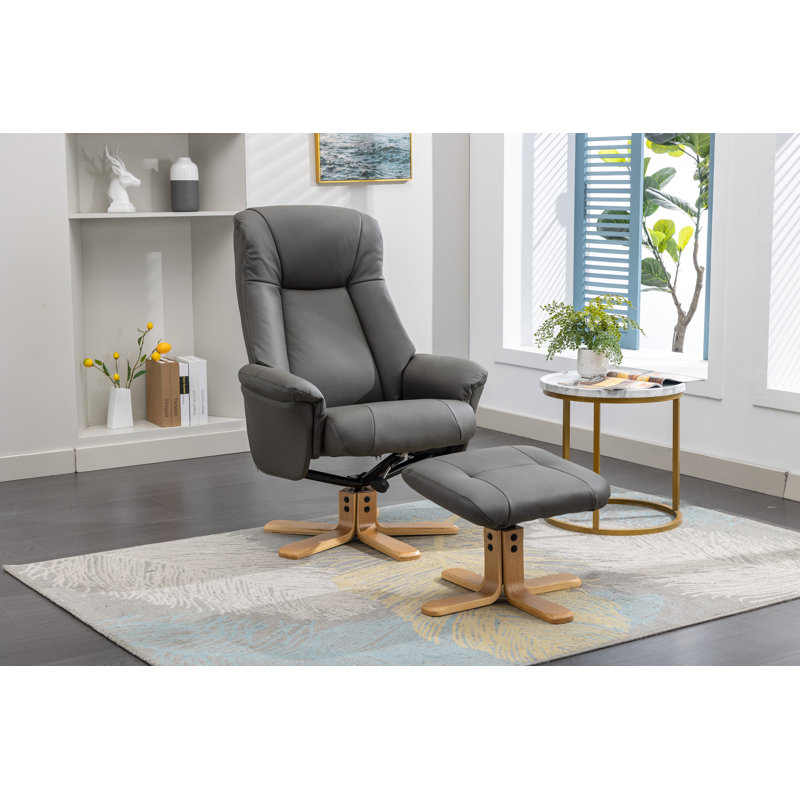 Asawer 76cm Wide Swivel Standard Recliner, Grey