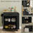 Kitchen Island With Ac & Ports For Storage, Rolling Cart, Microwave Stand Towel Spice Rack, Black Storage Outlets Ports,