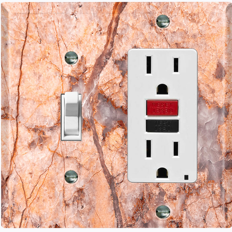 Patterned 2 - Gang Combination Plate Standard Combination Wall Plate, Pink/Beige