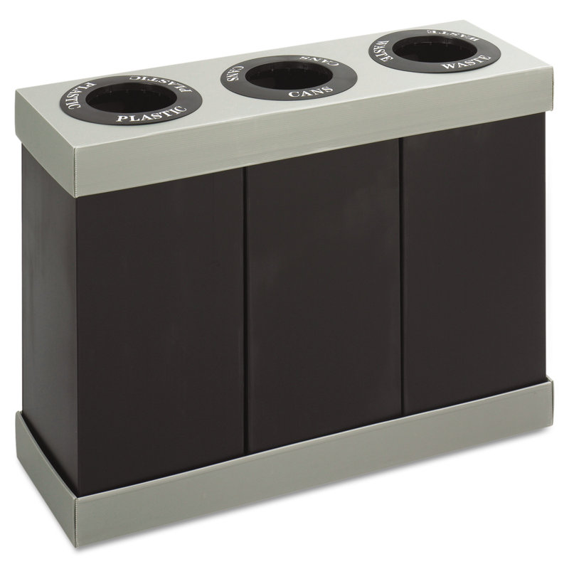 Poubelle et poubelle de recyclage multi-compartiments en plastique ondulé de 38 gallons At-Your-Disposal®