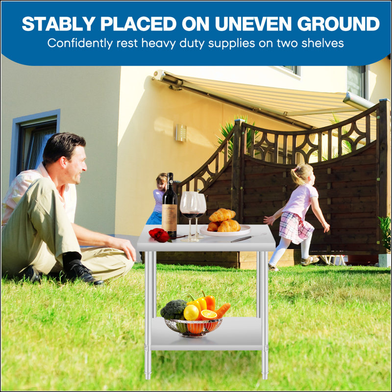 Table de travail commerciale en acier inoxydable de 24 po x 18 po pour une préparation de cuisine durable et efficace, idéale pour le restaurant et la maison