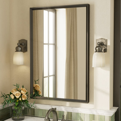 Amara Tempered Glass and Aluminum Alloy Framed French Cleat Mounted Wall Mirror