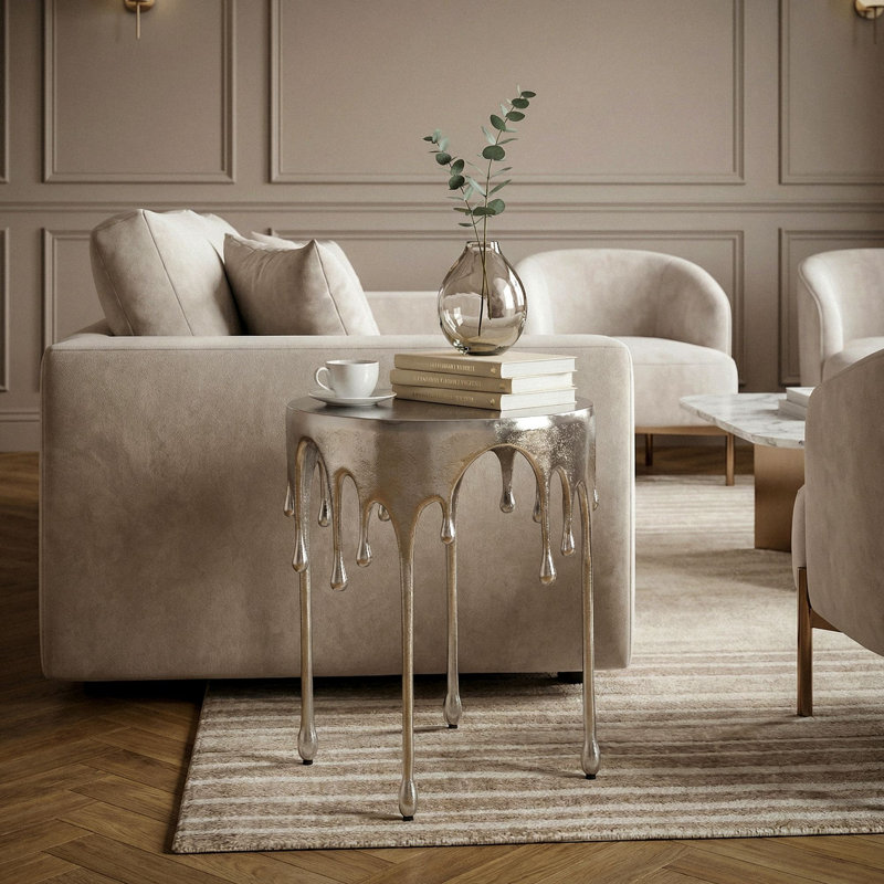 Open Round Side Table, Silver