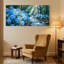 Hydrangées, fleurs bleues, forêt, ruisseau, reflet de la lumière, scène naturelle, ensemble de 3 impressions sur toile-152400561