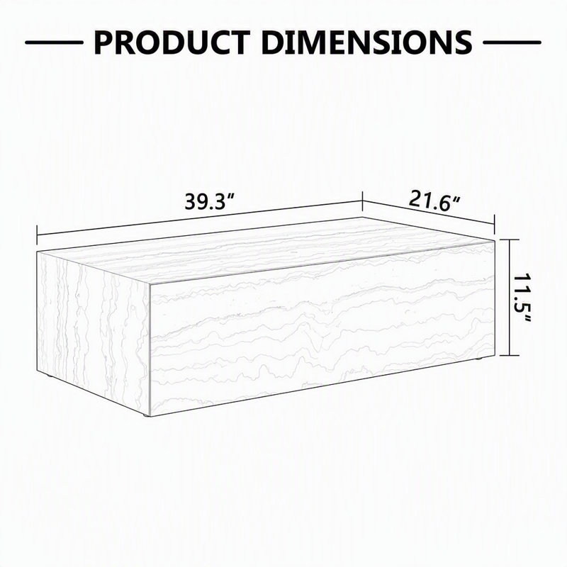 Rectangular MDF Coffee Table with Cave Stone Pattern and Non-Slip Pads