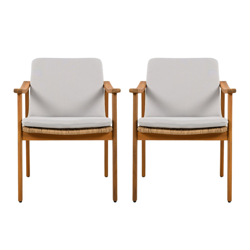 Ensemble de 2 chaises de salle à manger d'extérieur, Gris / teck