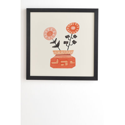 Impression d’art graphique sur bois encadrée florale v par viviana gonzalez