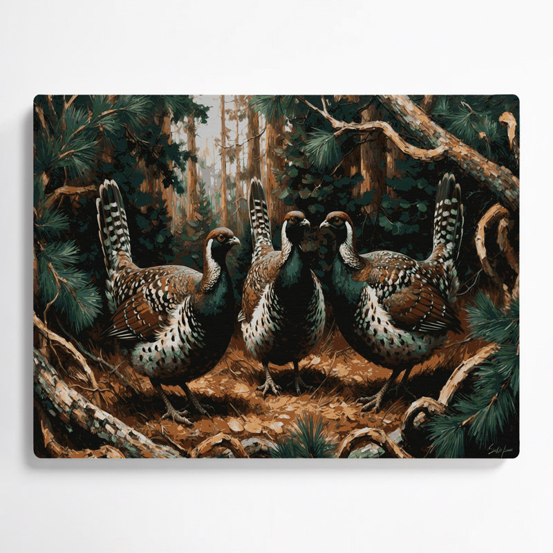 Oiseau, épinette, gélinotte noire, art mural en métal, H 144 po x l 216 po x P 0,05 po