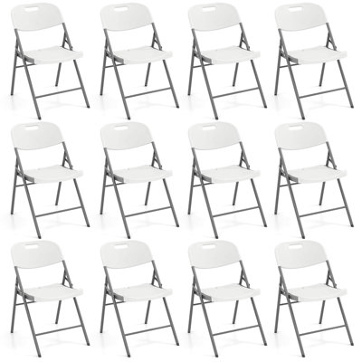 Ensemble de 12 chaises pliantes en plastique avec cadre en métal pour bureau à domicile