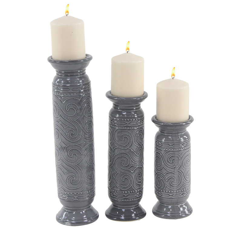 Ensemble de chandelless en céramique 3 pièces modern cylindrical