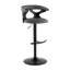 Tabouret de bar pivotant et réglable au design contemporain avec repose-pieds arrondi en forme de T - Paquet de 2, similicuir gris et métal noir-1668920760