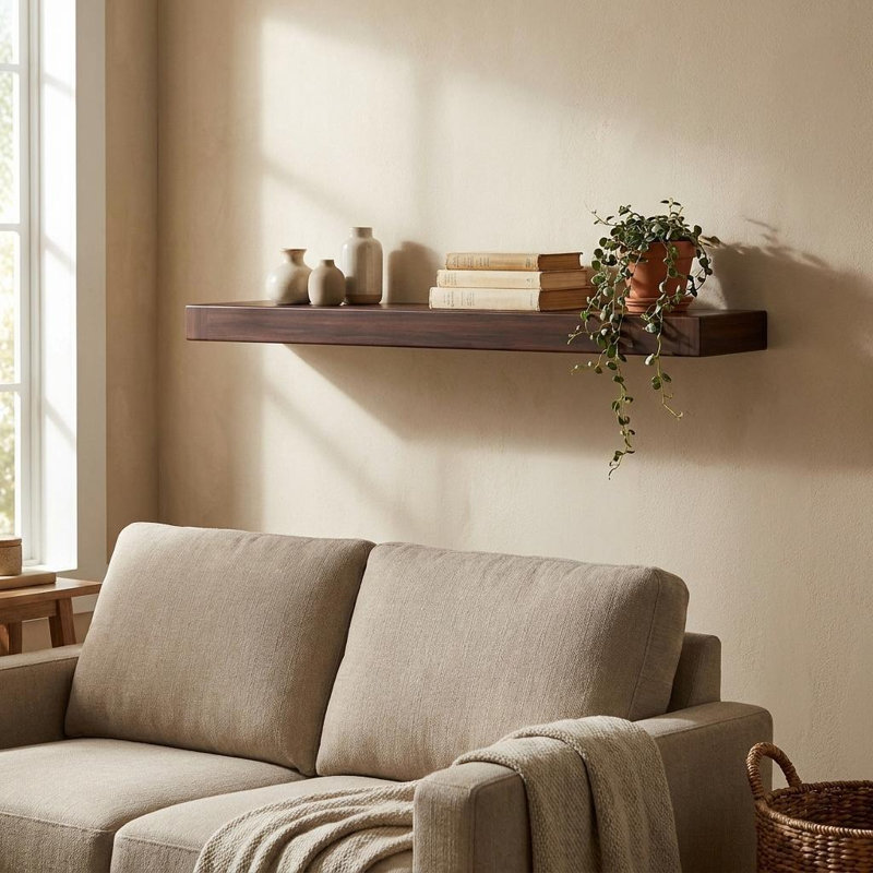 Étagère murale flottante en bois massif espresso de 91 cm (36 po)
