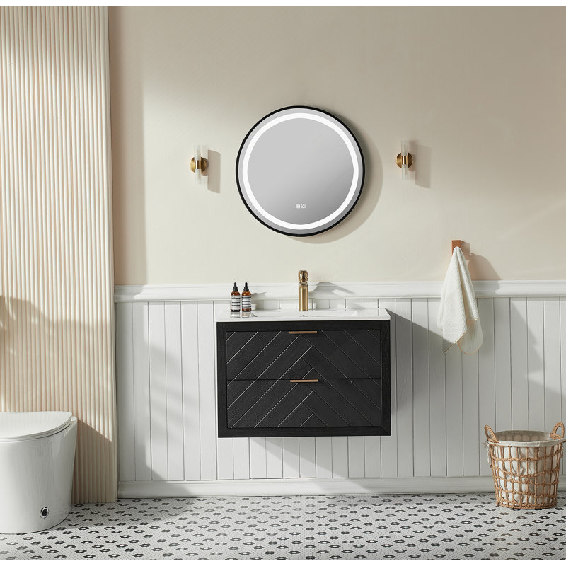 Meuble-lavabo mural simple 30 po avec lavabo en céramique