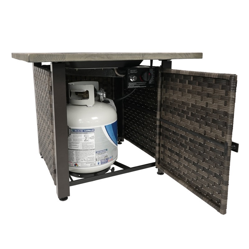 Rustic Brown Steel Square Gas Fire Pit
