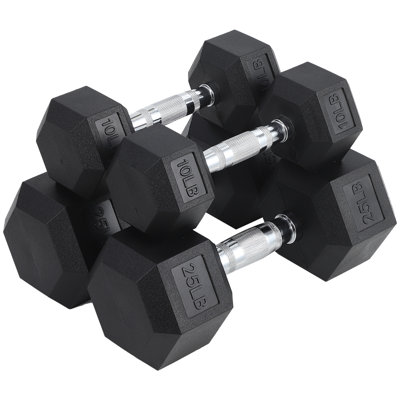 Adjustable Dumbbell Set for Home Gym Strength Training – Pair of Weights for Muscle Building – Anti-Roll, Non-Slip Grip – 70 lb Set (2 x 10 lb, 2 x 25 lb) – Durable, Space-Saving Design