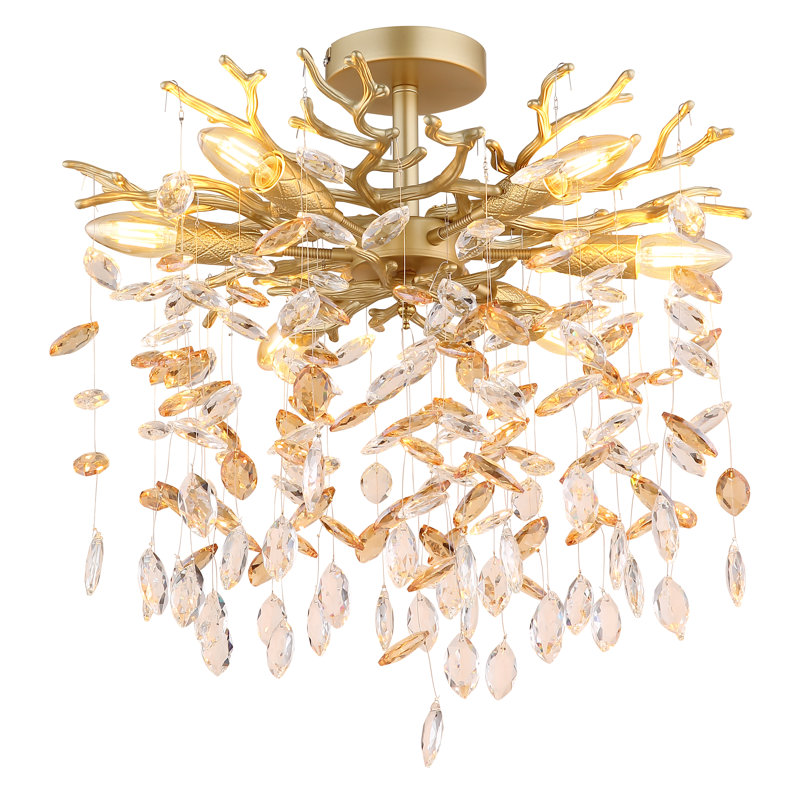 Glass Flush Mount, Gold