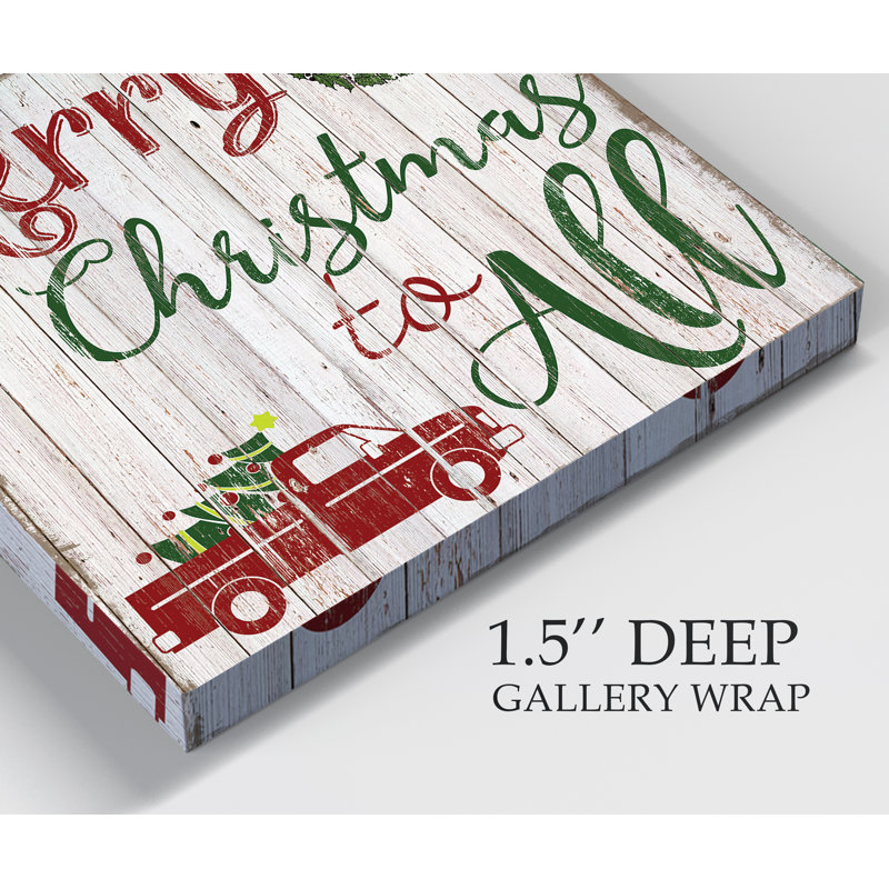 Wooden Christmas - Reproduction d'art textuel sur toile tendue, H 40 po x l 40 po x P 1 po
