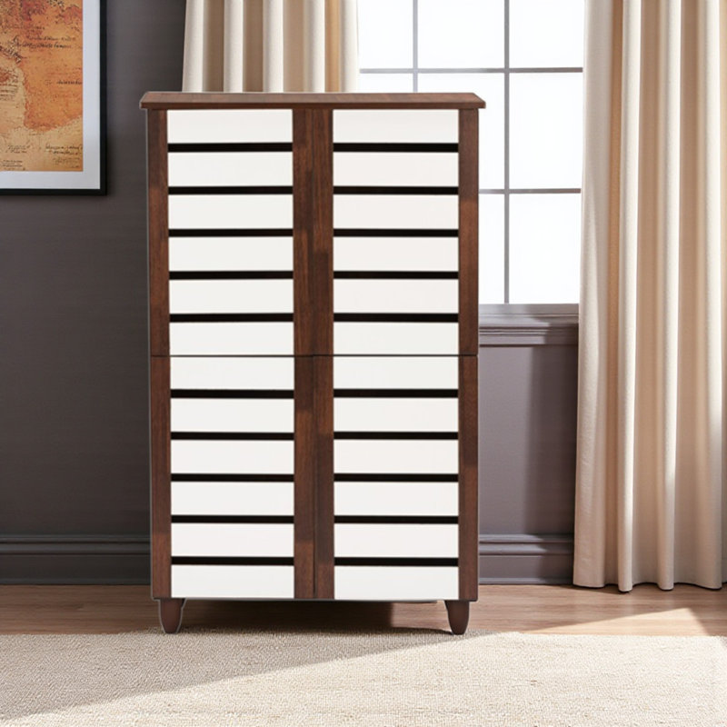 Irick 6-Shelves With 4-Door Shoe Cabinet Brown Finish, 47.98" H X 29.71" W X 12.99" D