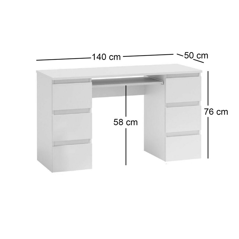 Theon Solid Wood Base Computer Desk, White