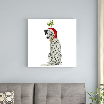 «Christmas Des - Dalmatian Mistletoe» par Fab Funky - impression sur toile tendue
