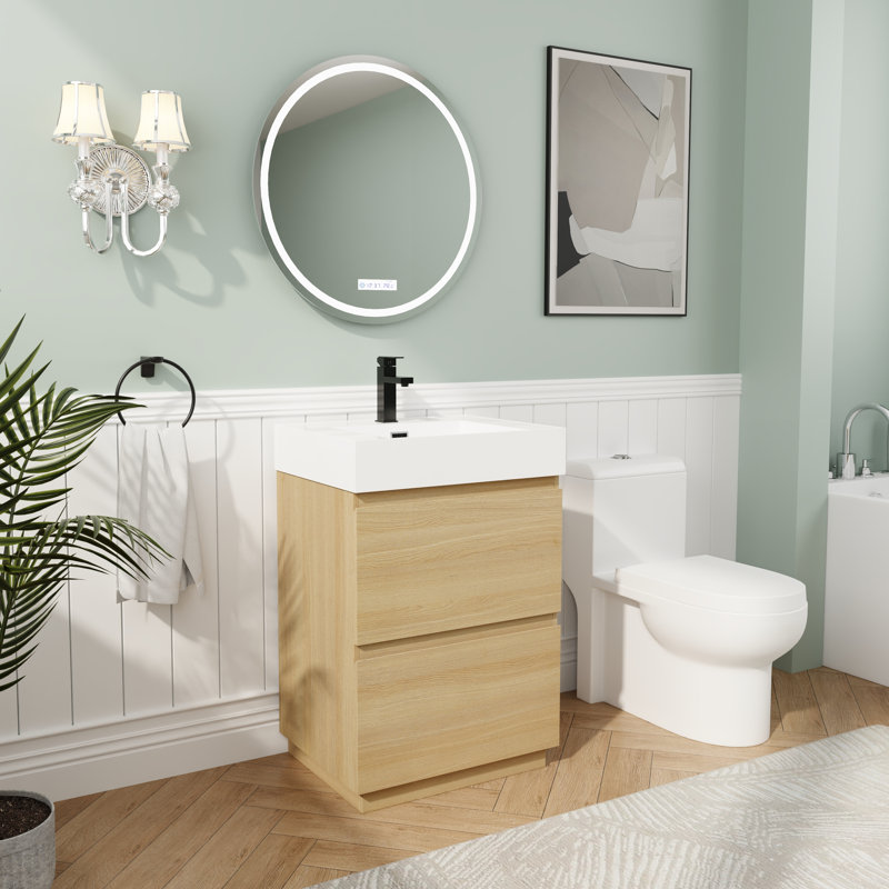 Meuble-lavabo 24 po avec 2 tiroirs, meuble-lavabo moderne pour petites salles de bain, 24"
