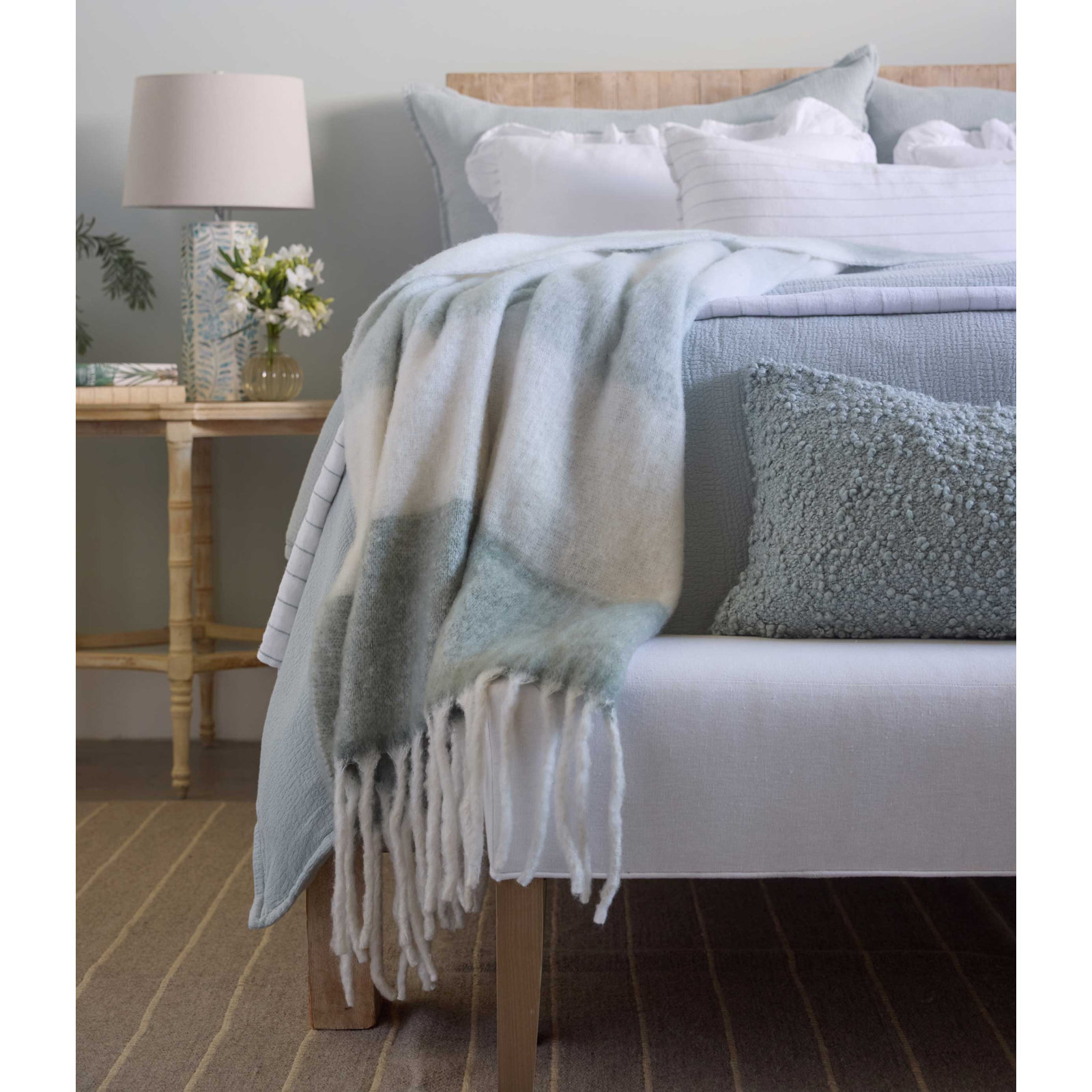 WHISTLER Hand Woven Throw Blanket, Teal
