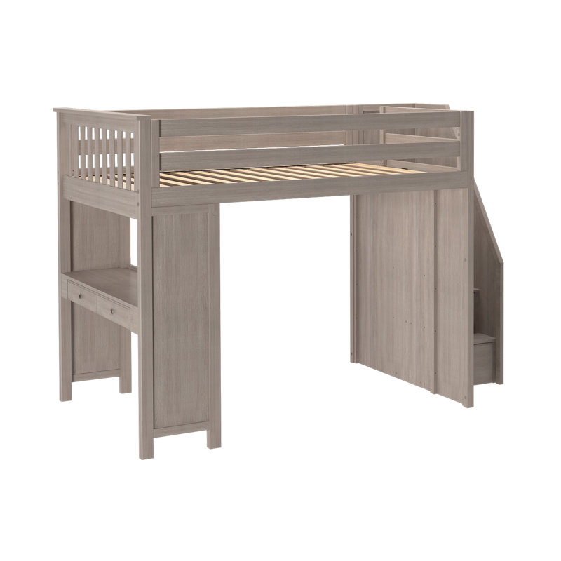 Lennon Kids Full Loft Bed with Drawers, Stone