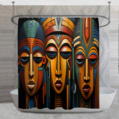 Rideau de douche Landscape - Décor de salle de bain abstrait Hollywood Regency