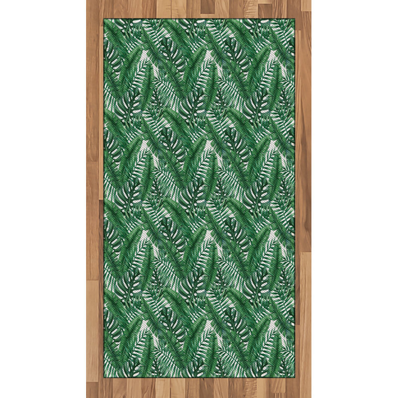Palm Leaf High Density Long Fiber Poly Threads Decorative Area Rug Carpet, Rectangle 2'7" x 5'