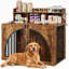 Cage pour chien de 119 cm (47 pouces) avec tablette de rangement ouverte et deux crochets latéraux, structure robuste en fer et bois, table d'appoint pour grands chiens-661481832