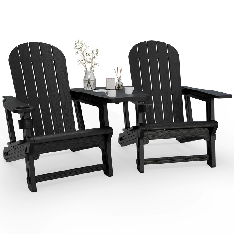 2-Person Outdoor Adirondack Chair, Black