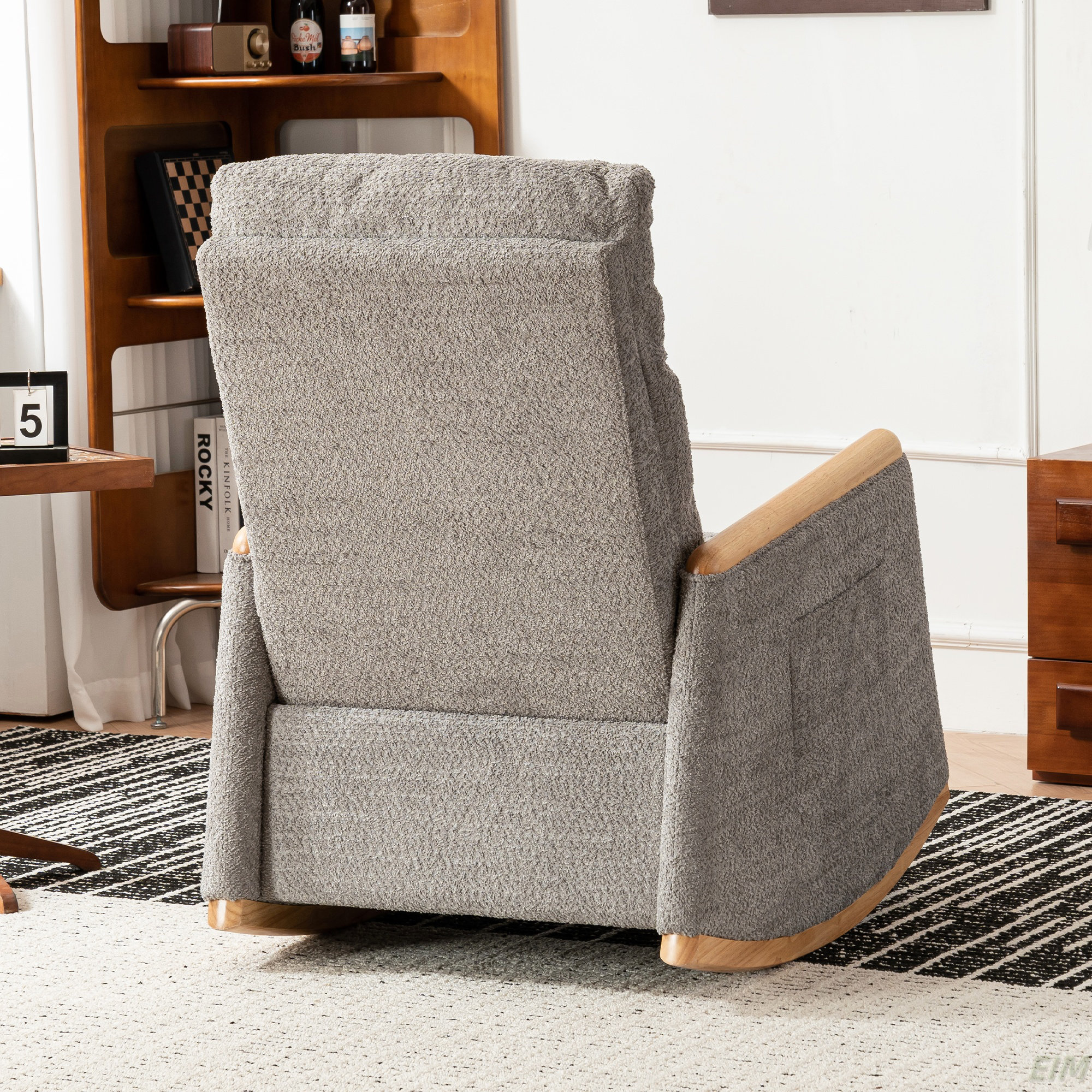 Latitude Run® Accent Rocking Chair With Footrest High Back Rubber Wood ...