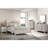White Washed Full Size Bed With Headboard Shelves And Lighting, Contemporary Bedroom Furniture, Button Acrylic Buttons, Simple Assembly , Paper Veneer,