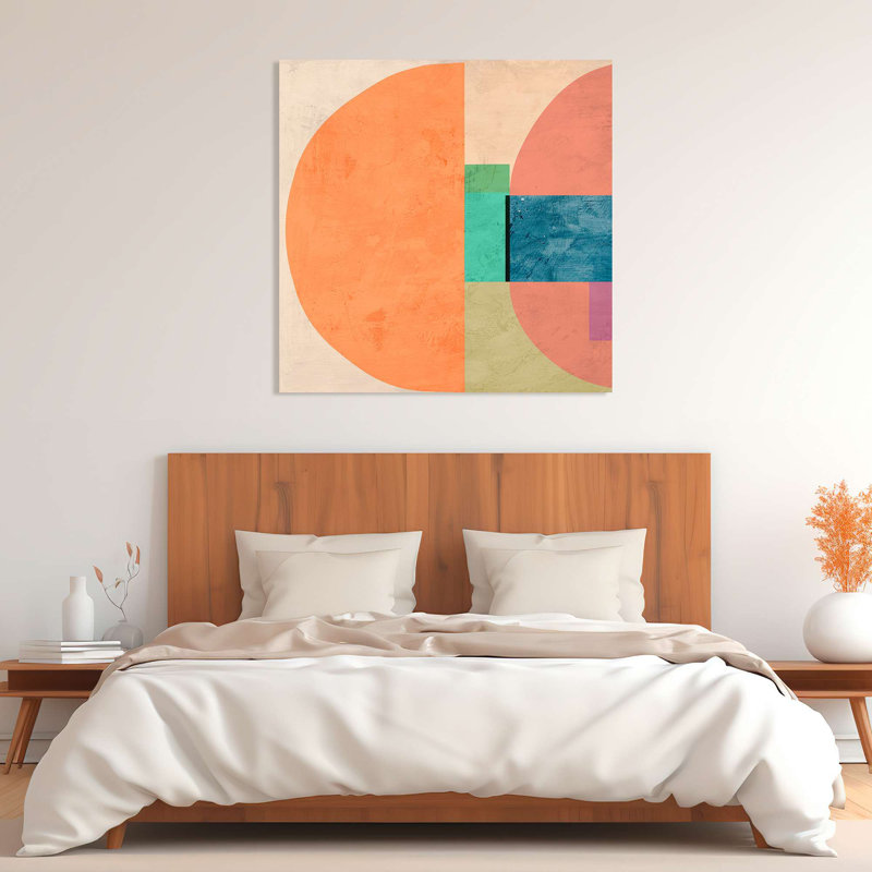 Abstract And Geometric Painting: Smiling - Wrapped Canvas Print, 40cm H x 40cm W