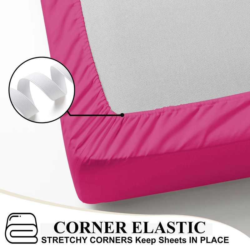 Super Soft 200 Thread Count Microfiber Brushed Fitted Bed Sheet, Pink, Double (4'6)