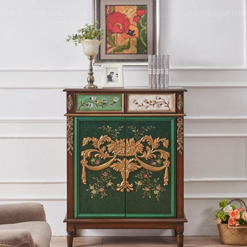 20 Pair Shoe Storage Cabinet, Brown/Green