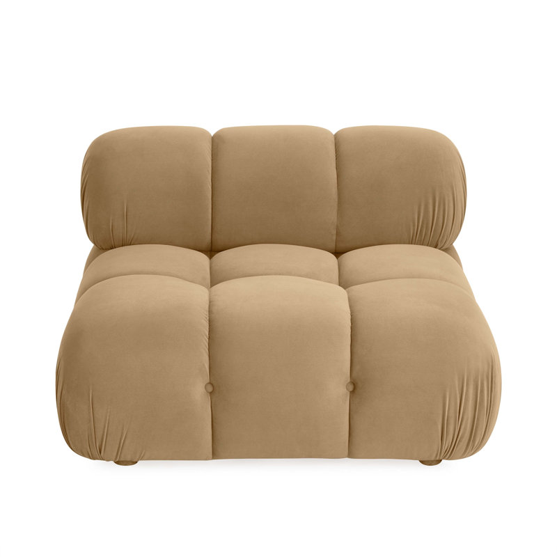 Brown Velvet Modular Tufted Armless Chair