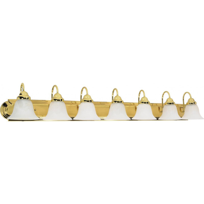 Éclairage de salle de bain à intensité variable 7 lumières Turcotte, Albâtre, Laiton poli, 100 W (non incluse)