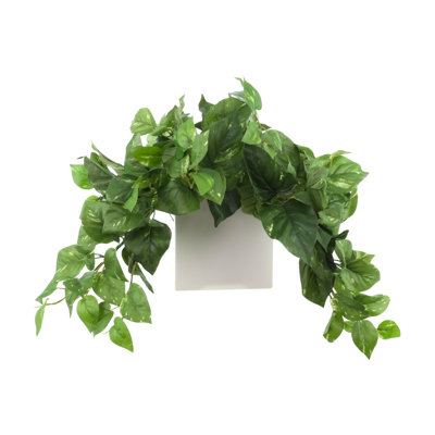 Nature's Elegance Faux Pothos Plant in Ceramic Vase