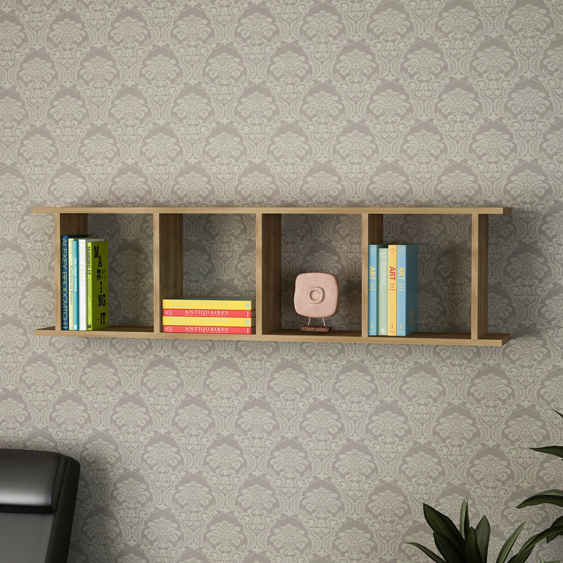 Modern Bookshelf, 47.2 x 13.4 x 13.8 inches | 100% Melamine Coated Particle Board, Thickness: 0.7 inches | Numerous Shelves, Wall-Mountable Design, Additional Storage | Stylish Solid Color for Home or Office | Elegant & Functional