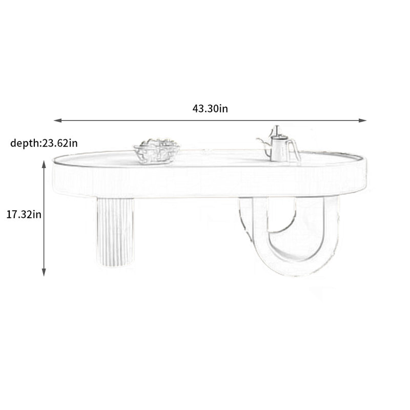 Table basse simple en bois massif de style beurre, H 17,32 po x L 43,3 po x l 23,62 po