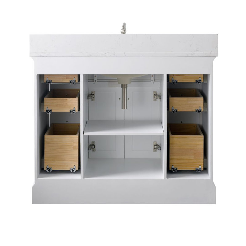 Currahee 42" Single Bathroom Vanity Set, White/Brushed Nickel